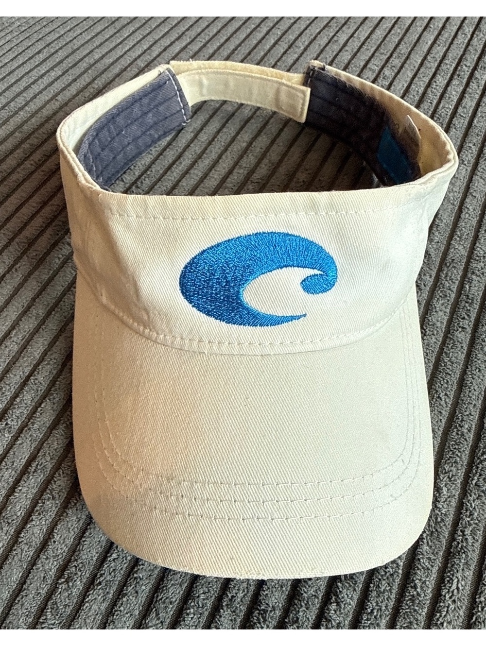 Costa Del Mar Adjustable White Visor Hat with Blue Logo